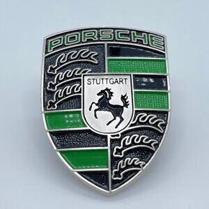 NWT PORSCHE refinishe livery hood crest BLACK & GREEN